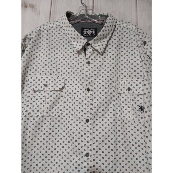 Lions Crest English Laundry Shirt Men's 5x White Blue Button Front Short Sleeve - Picture 3 of 8